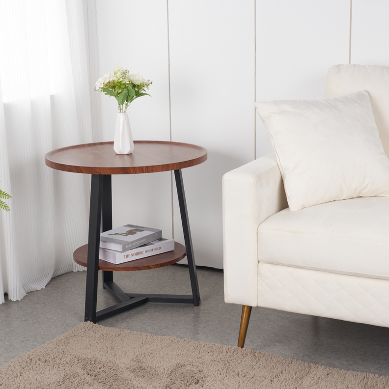 Mesa De Centro Mirella 60cm | Madera Oscura | Mesa Lateral-3