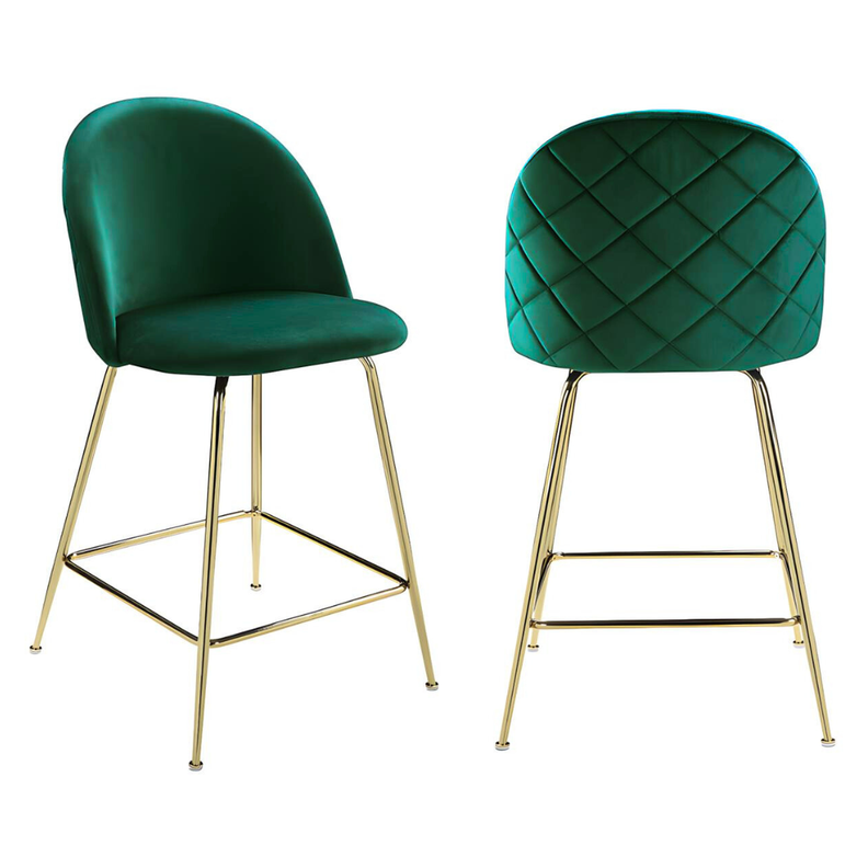 Pack 2 Taburetes Maya Velvet 66 cm Verde | Estilo Elegante y Cómodo-0
