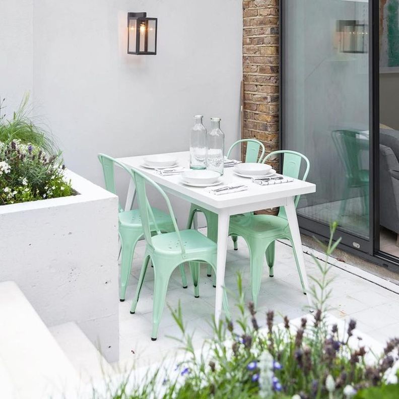 Pack 4 Silla Tolix Acero Menta | Resistente para Exterior e Interior-1
