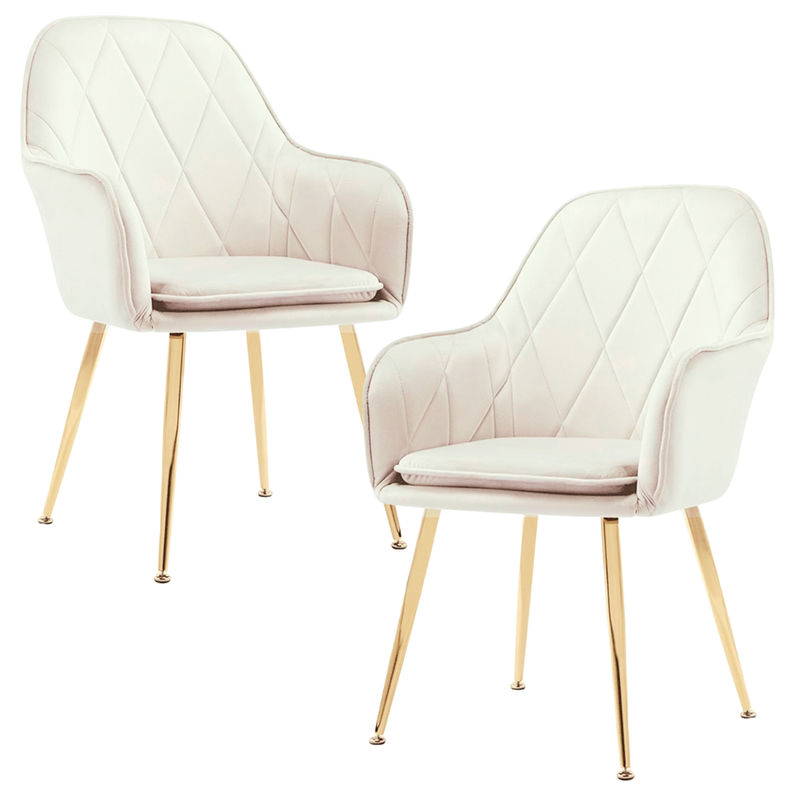 Pack 2 Sillón Sitial Diamante Terciopelo Beige | Moderno y Cómodo-0