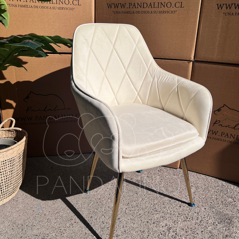 Pack 2 Sillón Sitial Diamante Terciopelo Beige | Moderno y Cómodo-1
