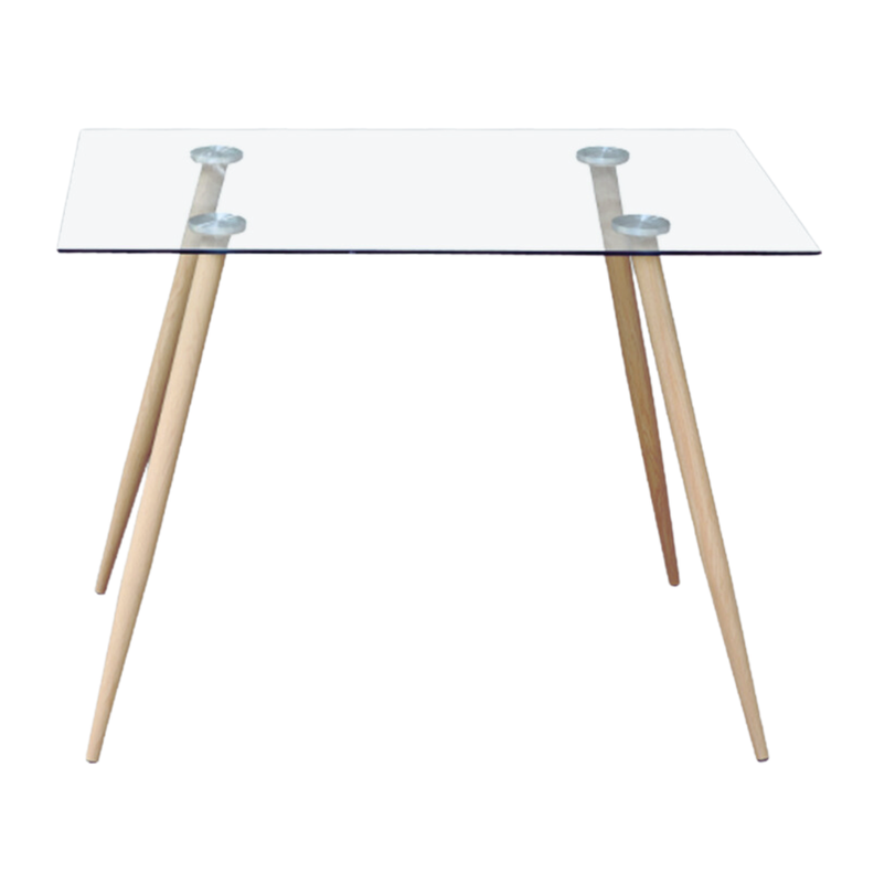 Mesa Cuadrada Vitreo 80x80 | Vidrio templado | Diseño Nórdico |-0
