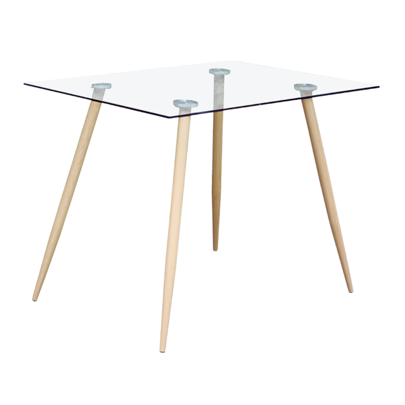 Mesa Cuadrada Vitreo 80x80 | Vidrio templado | Diseño Nórdico |-1