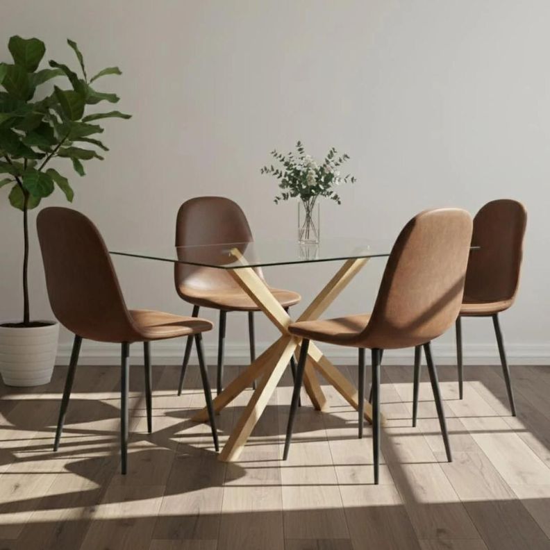 Comedor Mesa Rectangular Greta 140x90 + 4 Sillas Isidora Cafe 140 CM