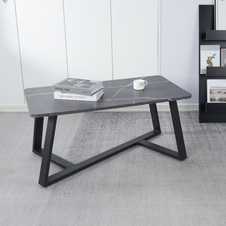 Mesa de Centro Filippa Mármol y Metal, Moderna y Versátil-2