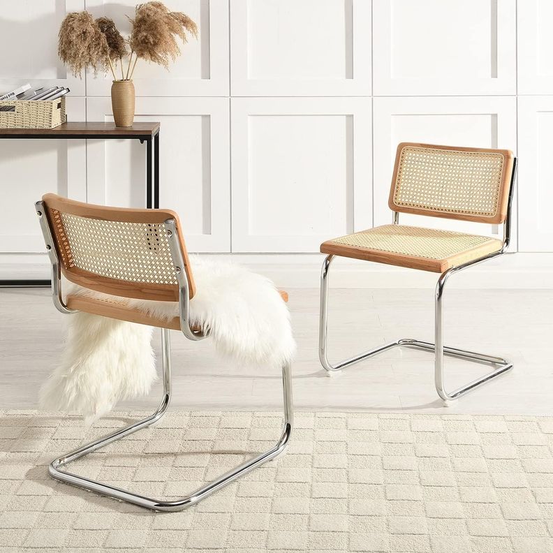 Pack 2 Silla Voladiza color Natural | Ratan & Metal | Comedor/Living-1