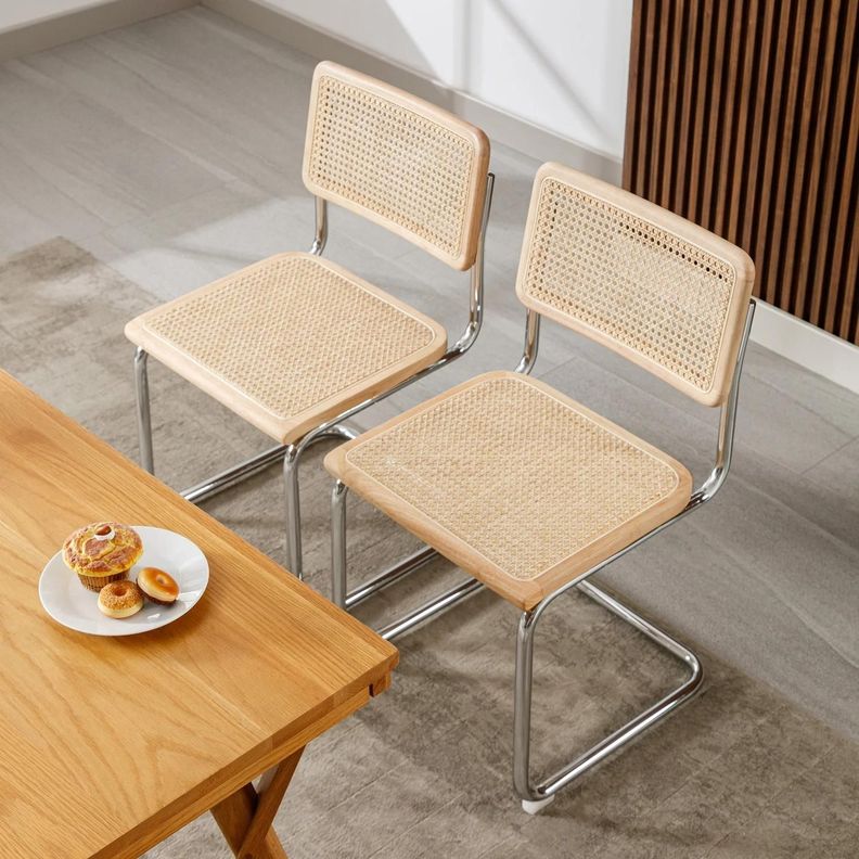 Pack 2 Silla Voladiza color Natural | Ratan & Metal | Comedor/Living-2