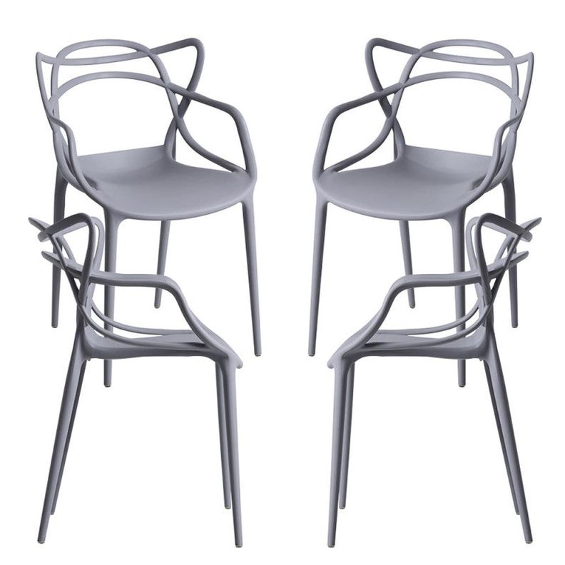 Pack 4 Sillas Gris Masters | Ideal Terraza y Interior-0