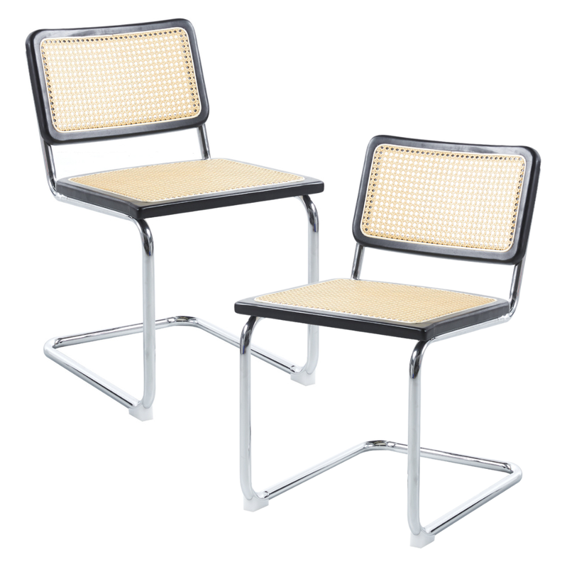 Pack 2 Silla Voladiza color Negro | Ratan & Metal | Comedor/Living-0