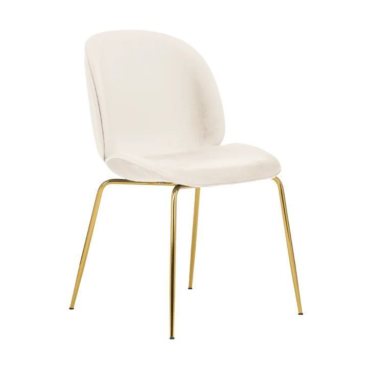 Silla comedor-Living Bonnet Blanco acolchada, patas acero amarillo - Pandalino-0