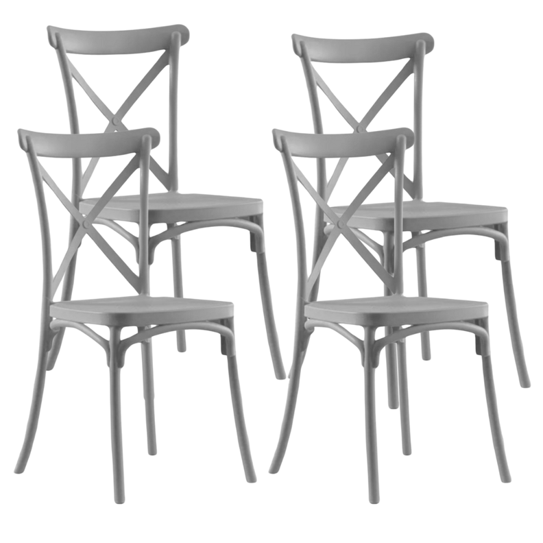 Pack 4 Silla Crossback Gris | Ideal Terraza y Interior-0