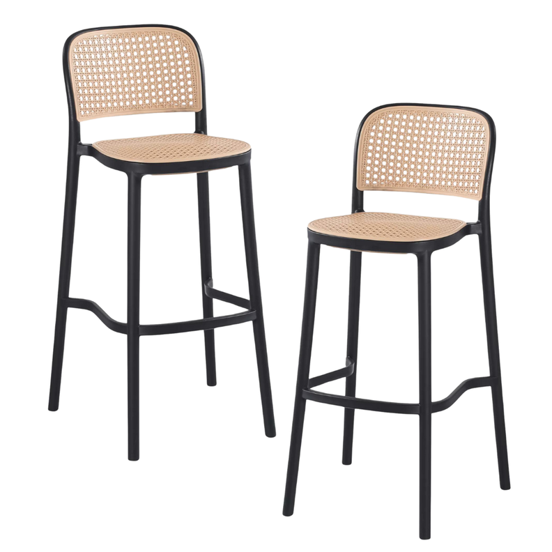 Pack 2 Taburete Montana Negro 65cm | Rattan Sintético, Exterior-0