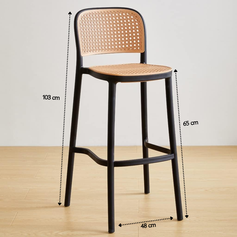 Pack 2 Taburete Montana Negro 65cm | Rattan Sintético, Exterior-2