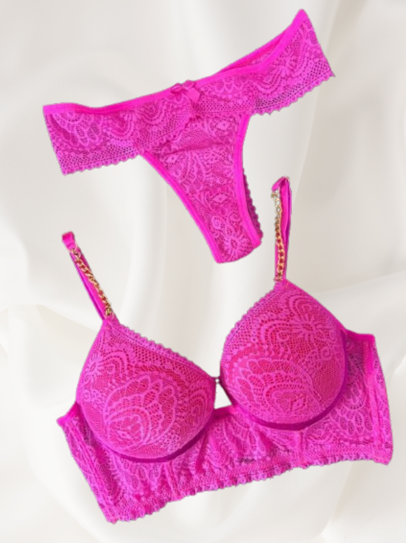CONJUNTO LENCERÍA ROSADO 2 PIEZAS-0