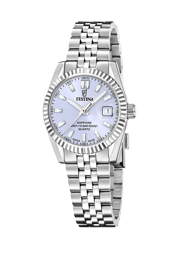 Reloj F20087/3 Festina Swiss Azul Mujer Acero Clasico Plateado