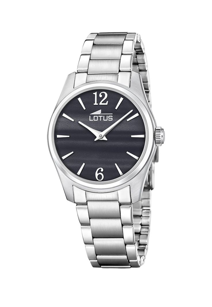 Reloj 19061/6 Lotus Negro Mujer Acero Clasico Plateado