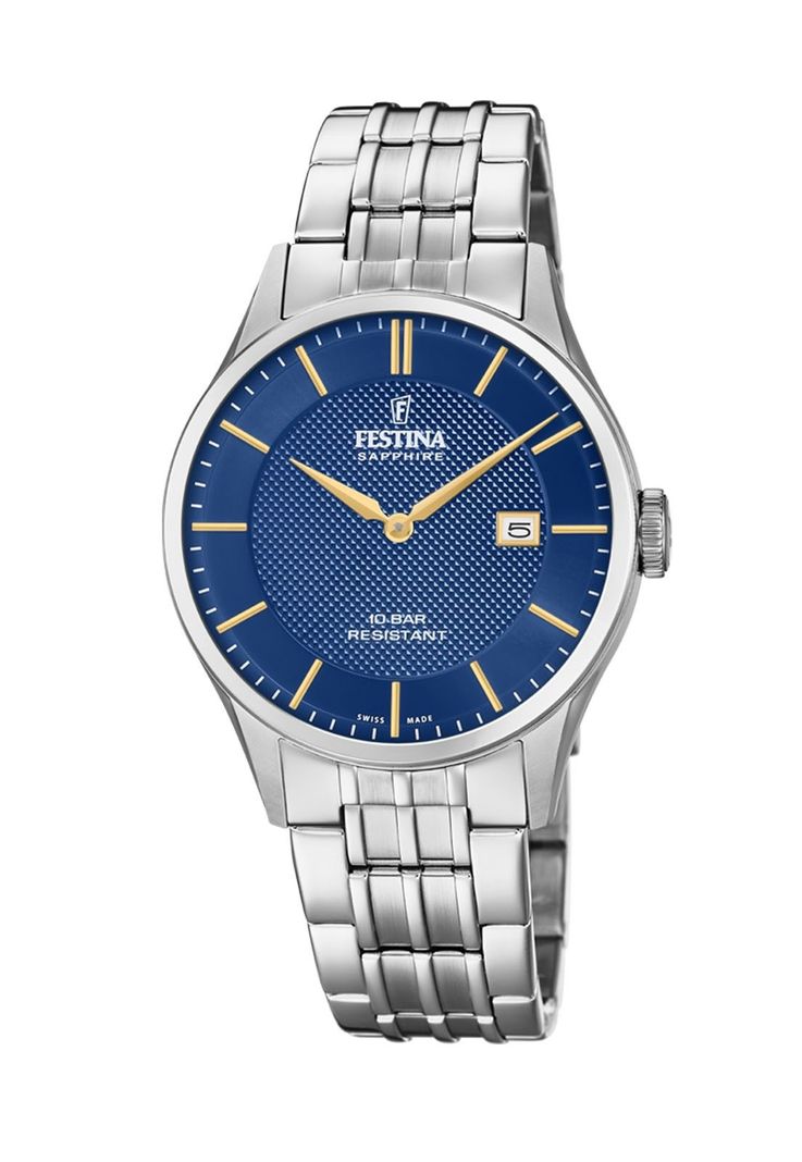 Reloj F20005/3 Festina Swiss Hombre Plateado Acero Clasico