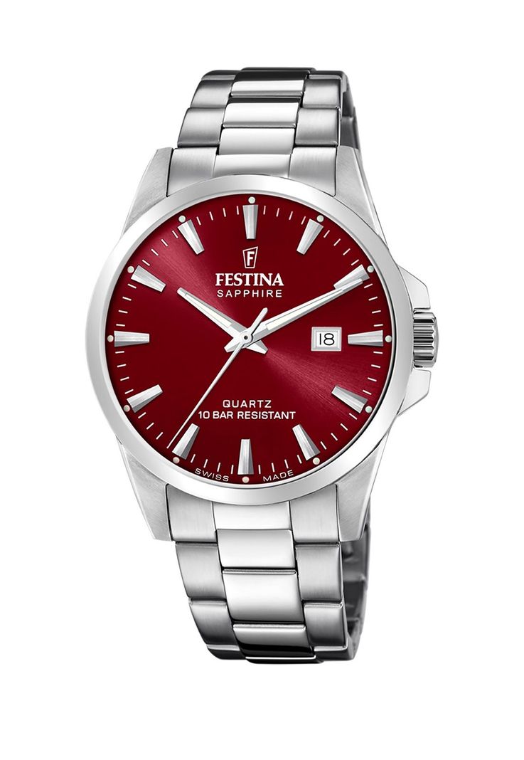 Reloj F20024/7 Festina Swiss Rojo Hombre Acero Clásico