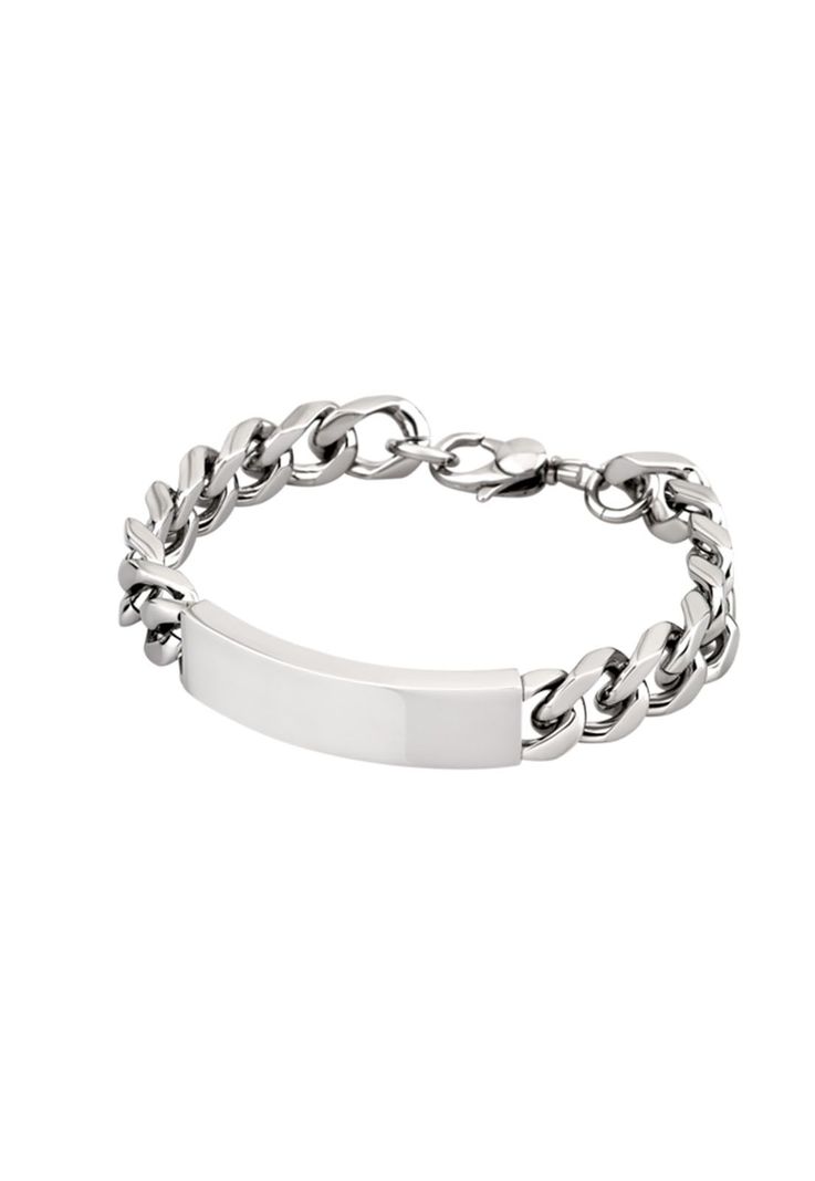 Pulsera Ls1554-2/1 Lotus Style Hombre Men In Black Plateado Metalico