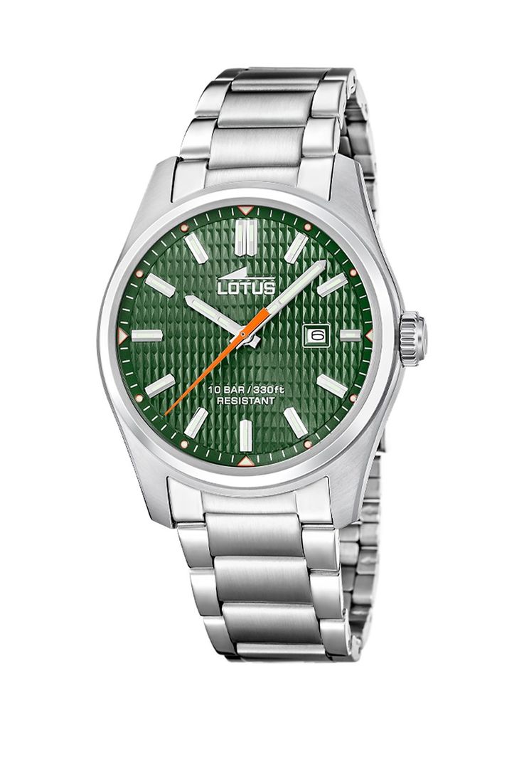 Reloj 19060/5 Lotus Verde Hombre Acero Clasico Plateado