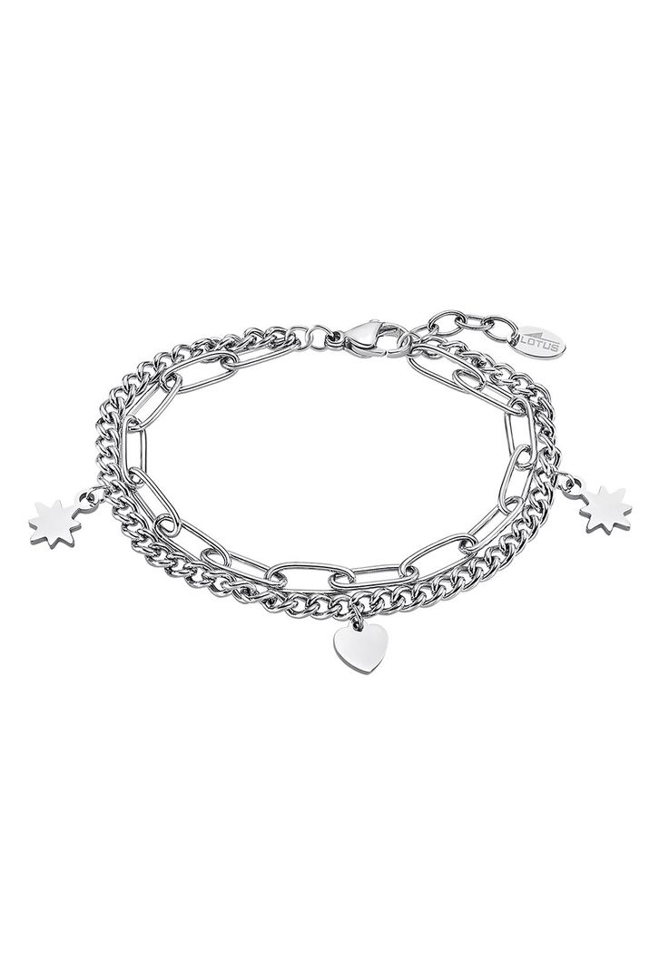Pulsera Ls2313-2/1 Lotus Style Mujer Womans Heart Plateado Metalico