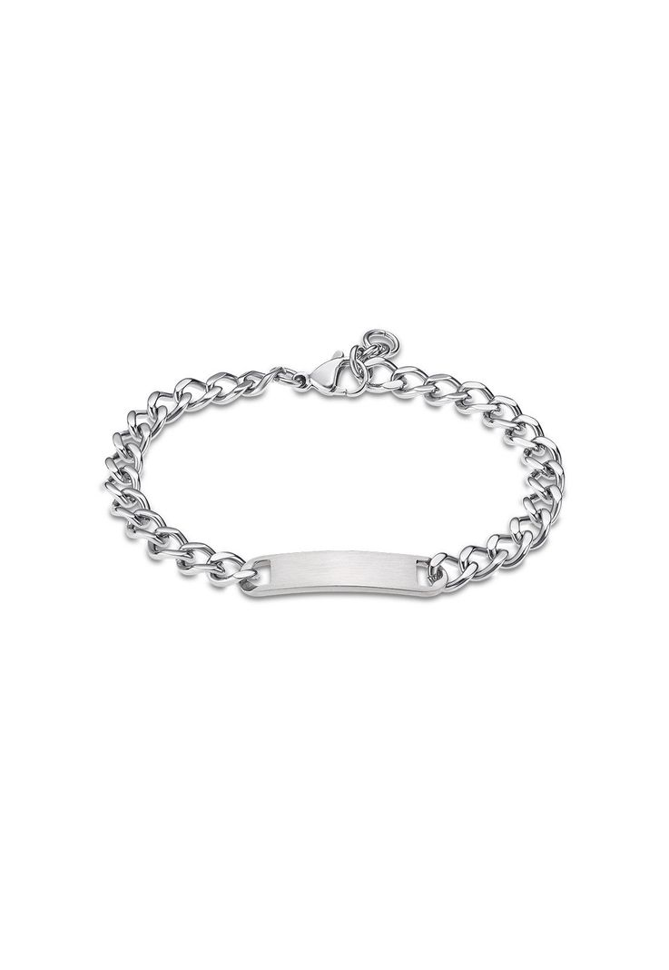 Pulsera Ls2221-2/1 Lotus Style Hombre Men In Black Plateado Metalico