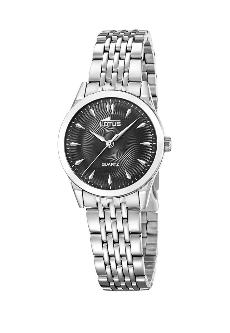 Reloj 19058/6 Lotus Negro Mujer Acero Clasico Plateado