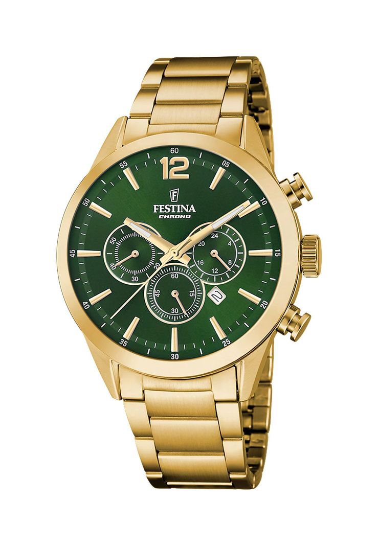 Reloj F20633/5 Festina Verde Hombre Timeless Chronograph Dorado