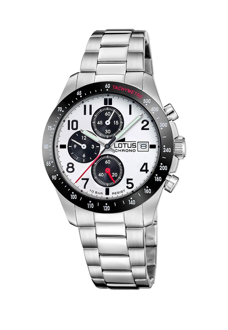 Reloj 18994/3 Lotus Blanco Hombre Chrono Plateado Metalico