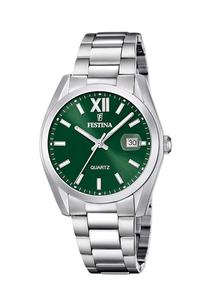 Reloj F20707/8 Festina Verde Hombre Acero Clasico Plateado Metalico