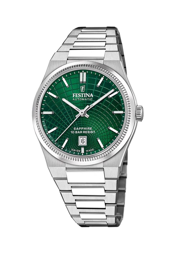 Reloj F20083/3 Festina Swiss Verde Hombre Automatico Plateado Metalico
