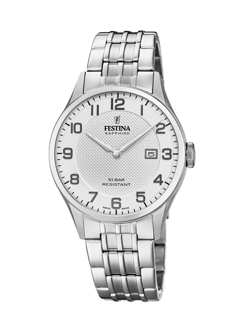 Reloj F20005/1 Festina Swiss Hombre Plateado Acero Clasico