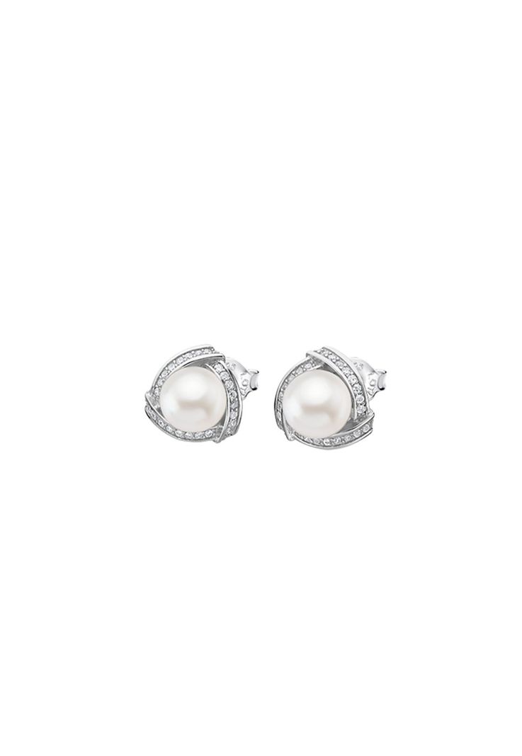 Aros Lp1928-4/1 Lotus Silver Mujer Pearls Plateado Metalico