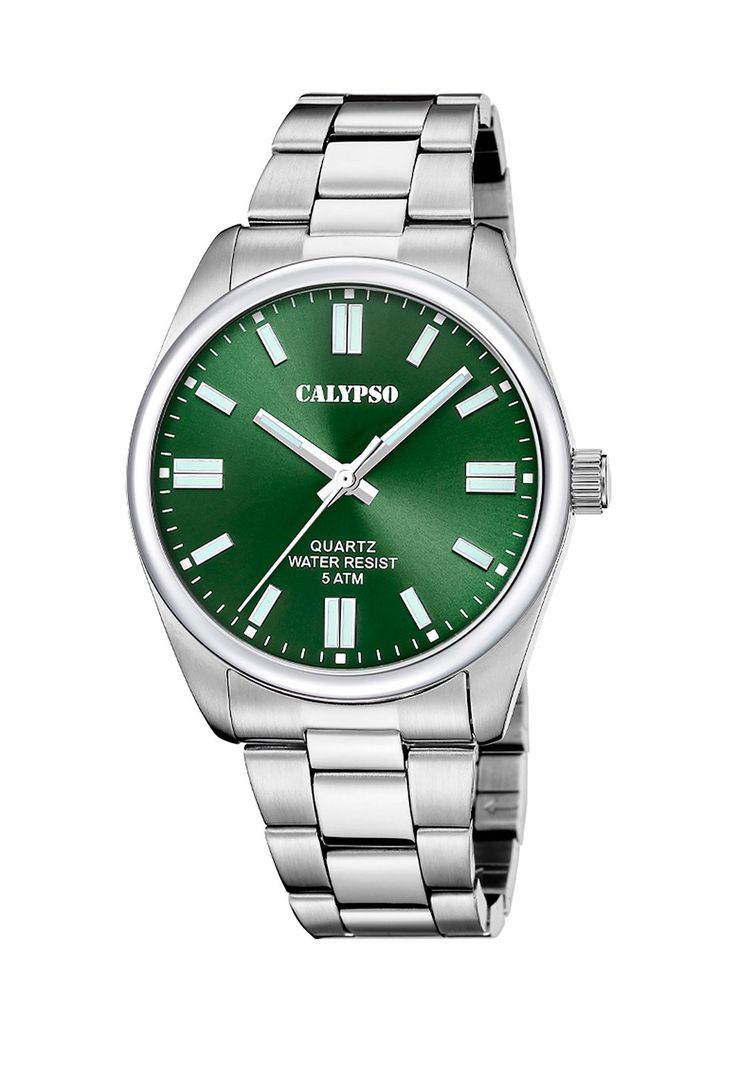 Reloj K5862/5 Calypso Verde Hombre Basic Plateado Metalico