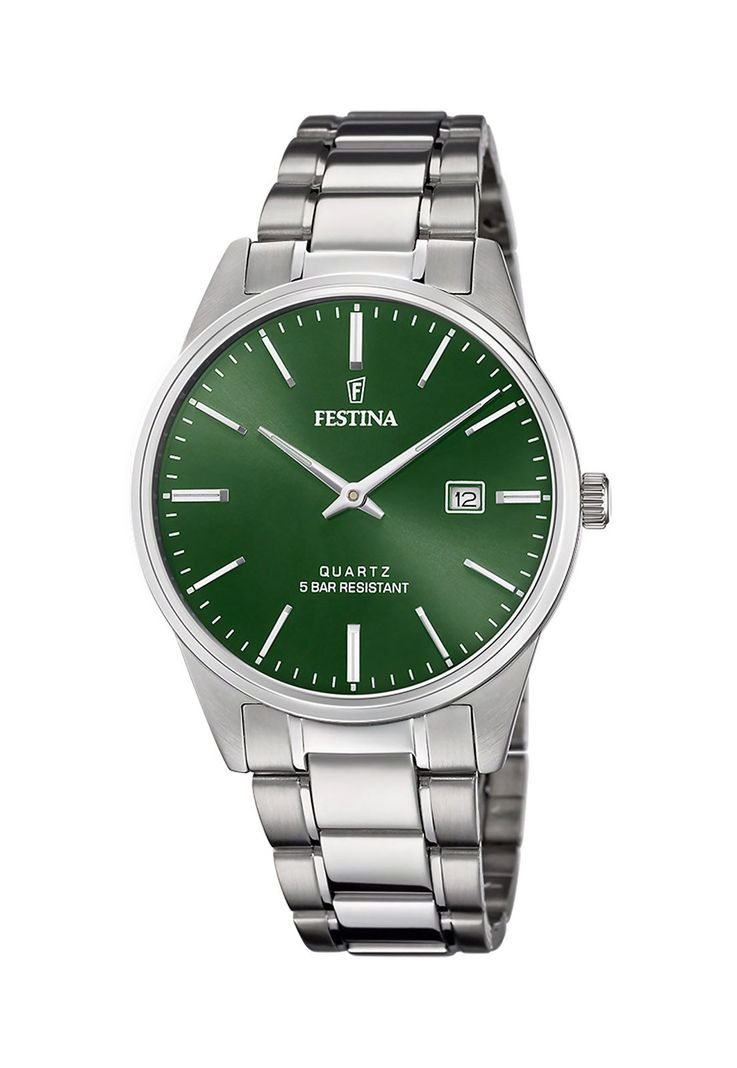 Reloj F20511/5 Festina Verde Hombre Acero Clasico Plateado Metalico