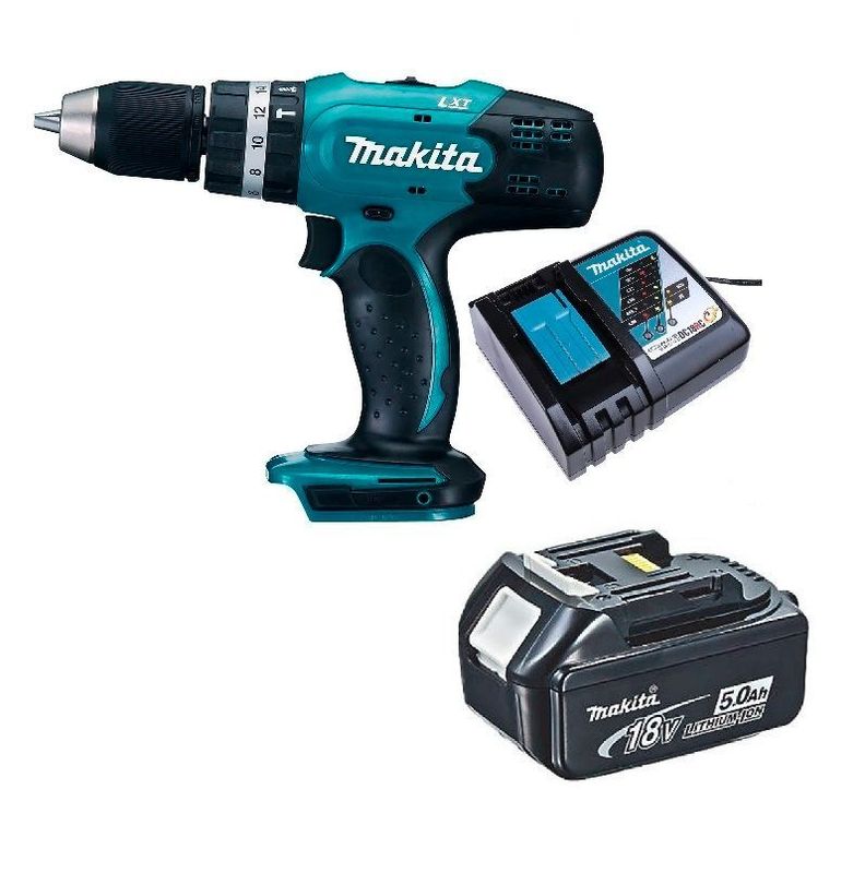 Taladro Atornillador Percutor 42 Nm 18v Makita DHP453 (5 Ah)