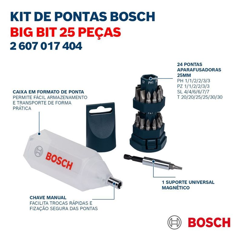 Set de Puntas Bosch Big Bit para atornillar con 25 und. Bosch 2607017404-3