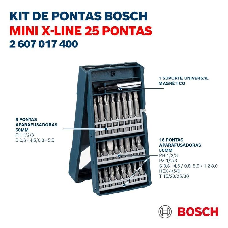Set de Puntas para atornillar Bosch Mini X-Line con 25 und. Bosch 2607017400-3