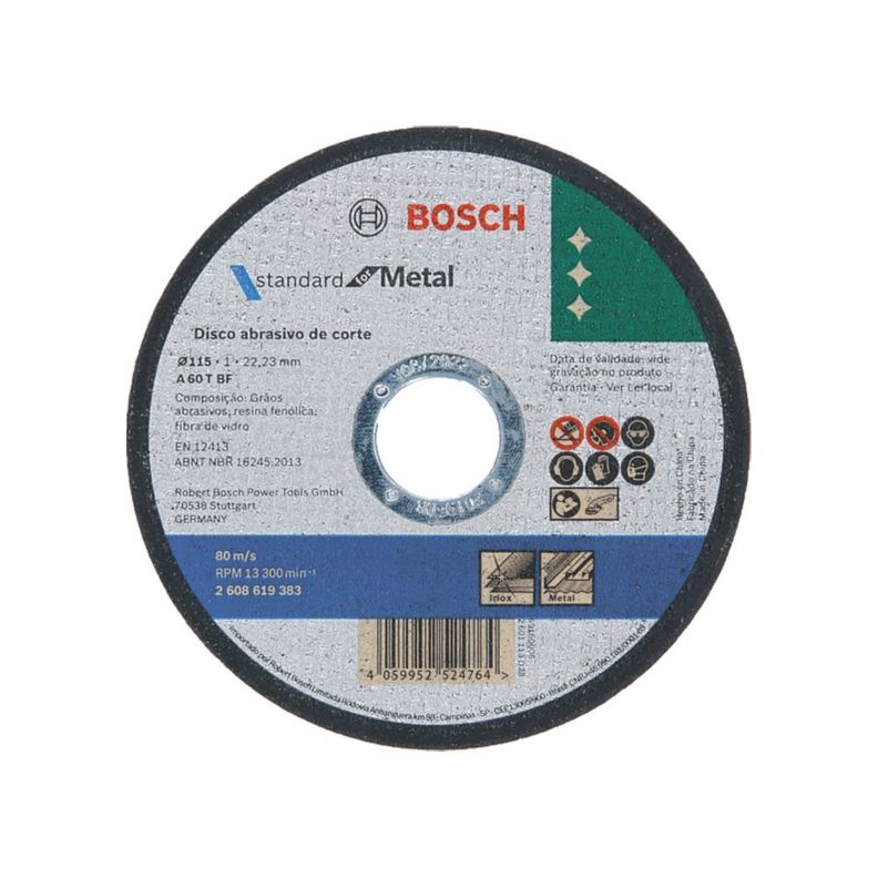 Disco de corte Bosch Standard para metal 115x1,0mm Bosch 2608619383-0