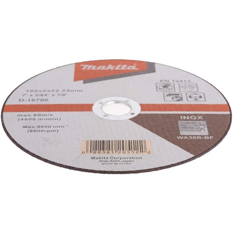 Disco Abrasivo Corte Acero Inox 180x2x22,23mm WA36R MAKITA D-18786-1