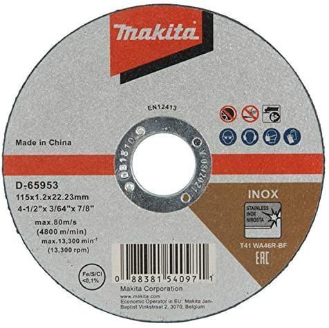 Disco corte 115x1.2x22.23 AC INOX WA46R Makita D-65953-0