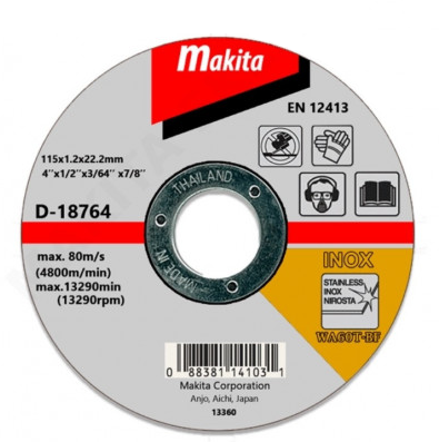 Disco Abrasivo Corte Acero INOX 115x,12x22,23mm WA60T MAKITA D-18764-1