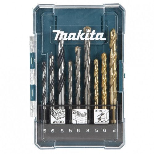 Set brocas para metal, madera y concreto 9 pzs Makita D-71962-0