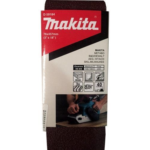 Lija de banda 3x18 3 piezas G40 madera-metal Makita D-59184-0