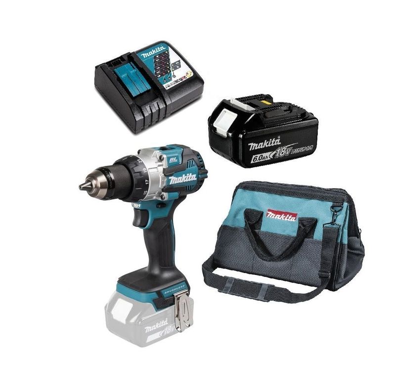Taladro Atornillado Percutor 18V 110Nm + Batería 6 Ah Makita DHP489-0