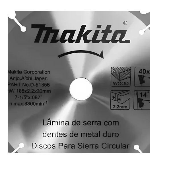 Disco Sierra Circular 7-1/4 40 D Makita D-51356-1