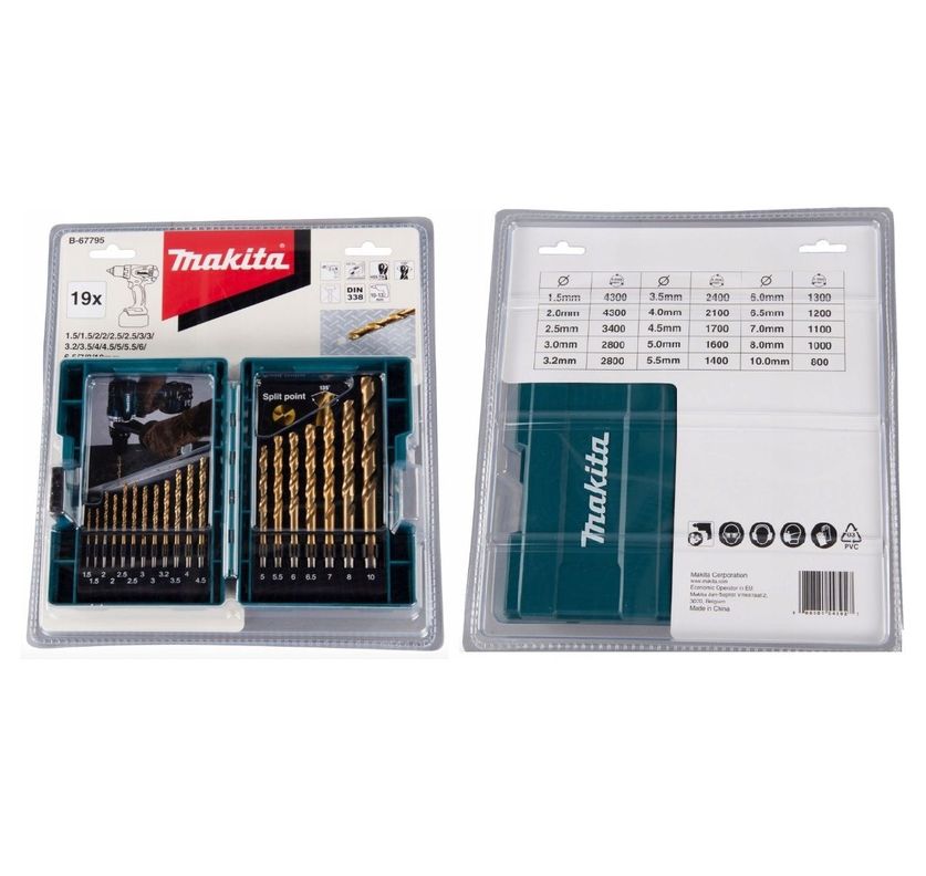 Set De Brocas Metal Makita B-67795 Hss-tin 19 Piezas-0