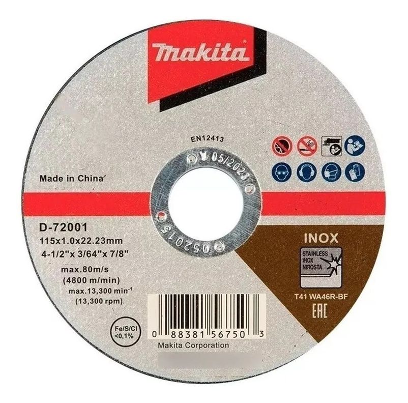 Disco Ultrafino Corte Acero Inox 4-1/2 Makita D-72001 -1