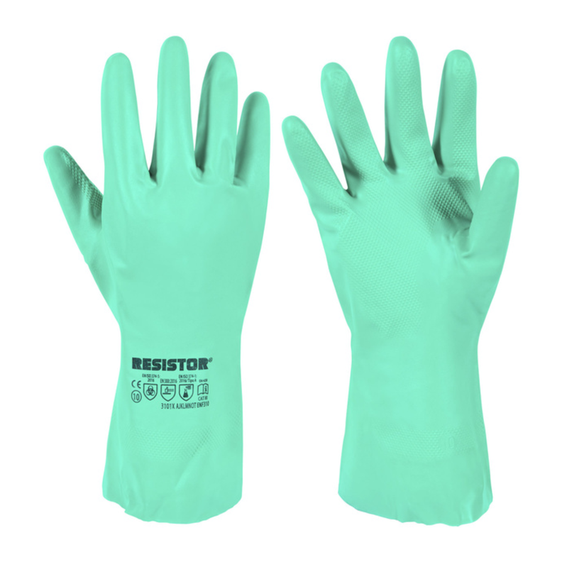 GUANTE NITRILO FLOCADO VERDE - PACK 10 PARES-0