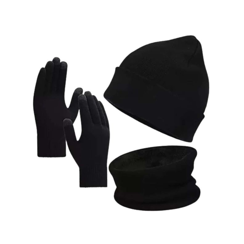 Set Invierno: Gorro Polar, Cuello Polar Y Guante De Lana Para Hombre y Mujer -0